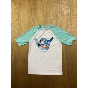 Chillin White Turquoise Water Shirt Youth XL